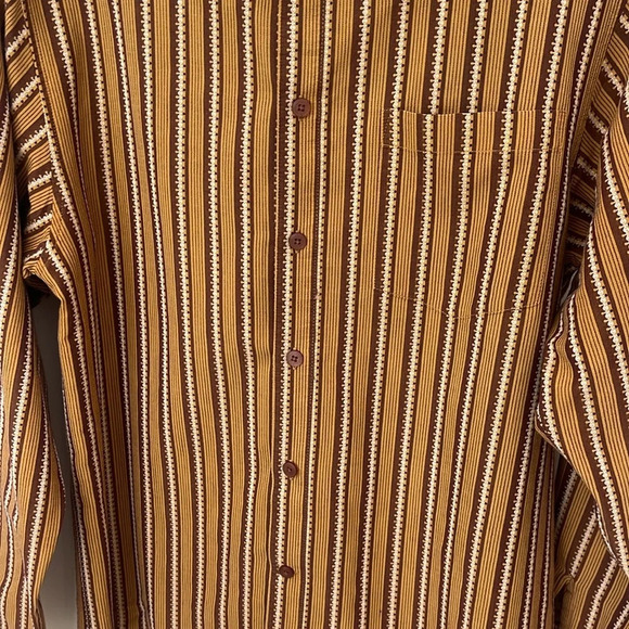 RARE Prana Long sleeve button down collared brown shirt size large old logo - Picture 14 of 17